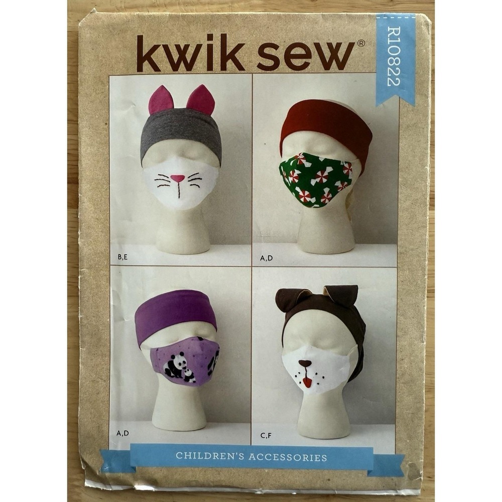 Kwik Sew Pattern R10822 Kid's‎ Kitten & Puppy Knit Hats Headbands & Face Masks